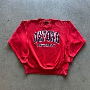 Vintage 90s Oxford University Sweatshirt Size Medium Red Crewneck College